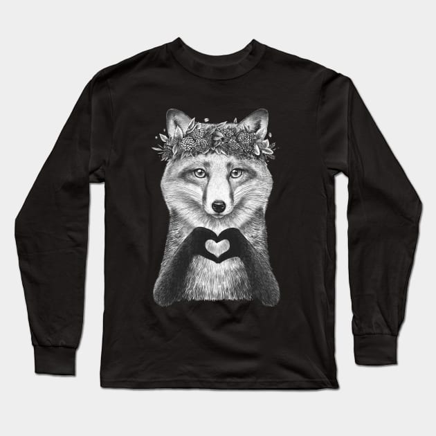 Fox with love Long Sleeve T-Shirt by kodamorkovkart